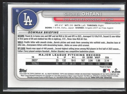 2024 Bowman #33 Shohei Ohtani Chrome Mojo Refractors