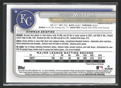 2024 Bowman #59 Bobby Witt Jr. Chrome Mojo Refractors