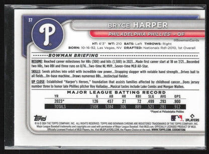 2024 Bowman #37 Bryce Harper Chrome Mojo Refractors
