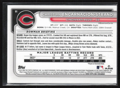 2024 Bowman Chrome #91 Christian Encarnacion-Strand Green Refractors #/99