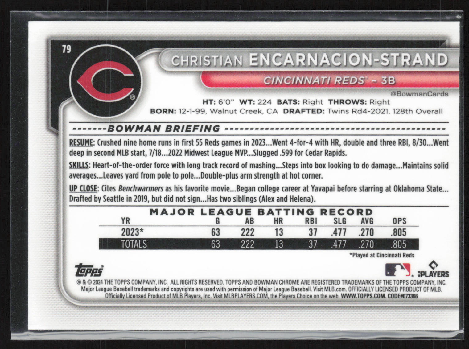2024 Bowman #79 Christian Encarnacion-Strand Chrome Mojo Refractors