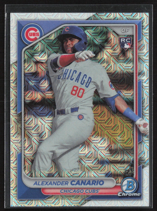 2024 Bowman #21 Alexander Canario Chrome Navy Mojo Refractors #/175