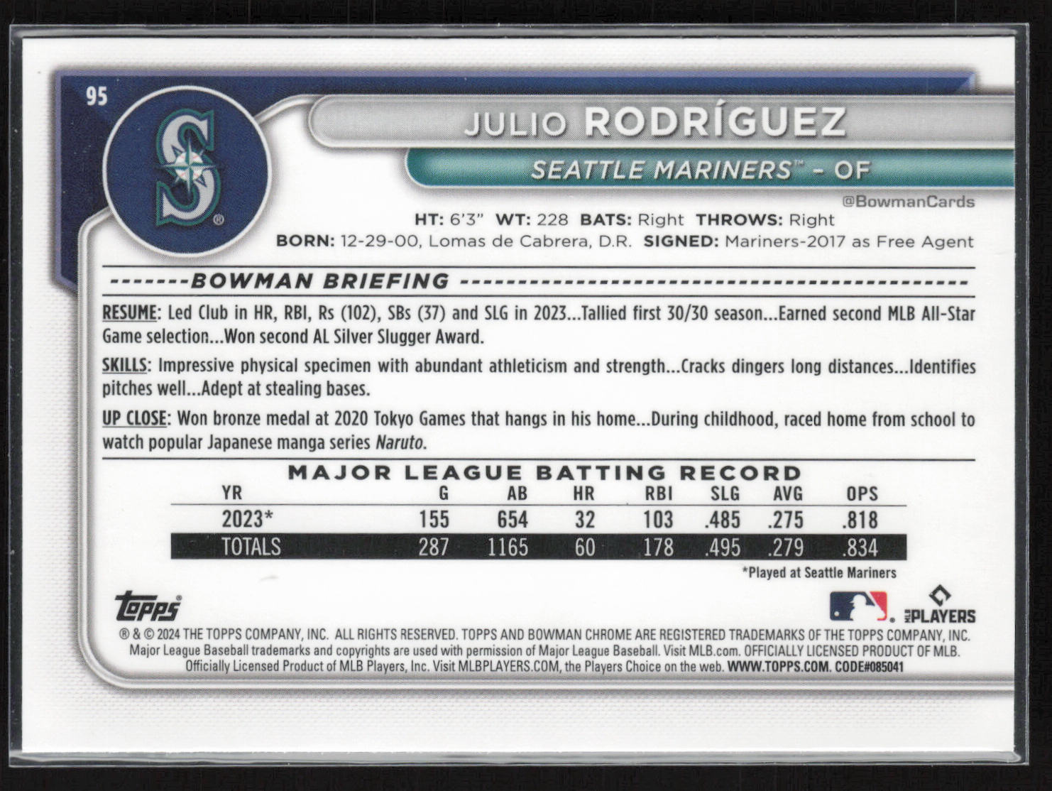 2024 Bowman Chrome #95 Julio Rodríguez
