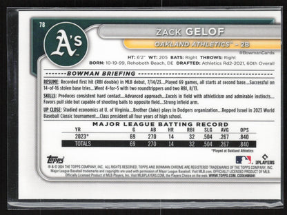 2024 Bowman Chrome #78 Zack Gelof