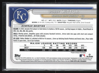 2024 Bowman Chrome #1 Bobby Witt Jr.
