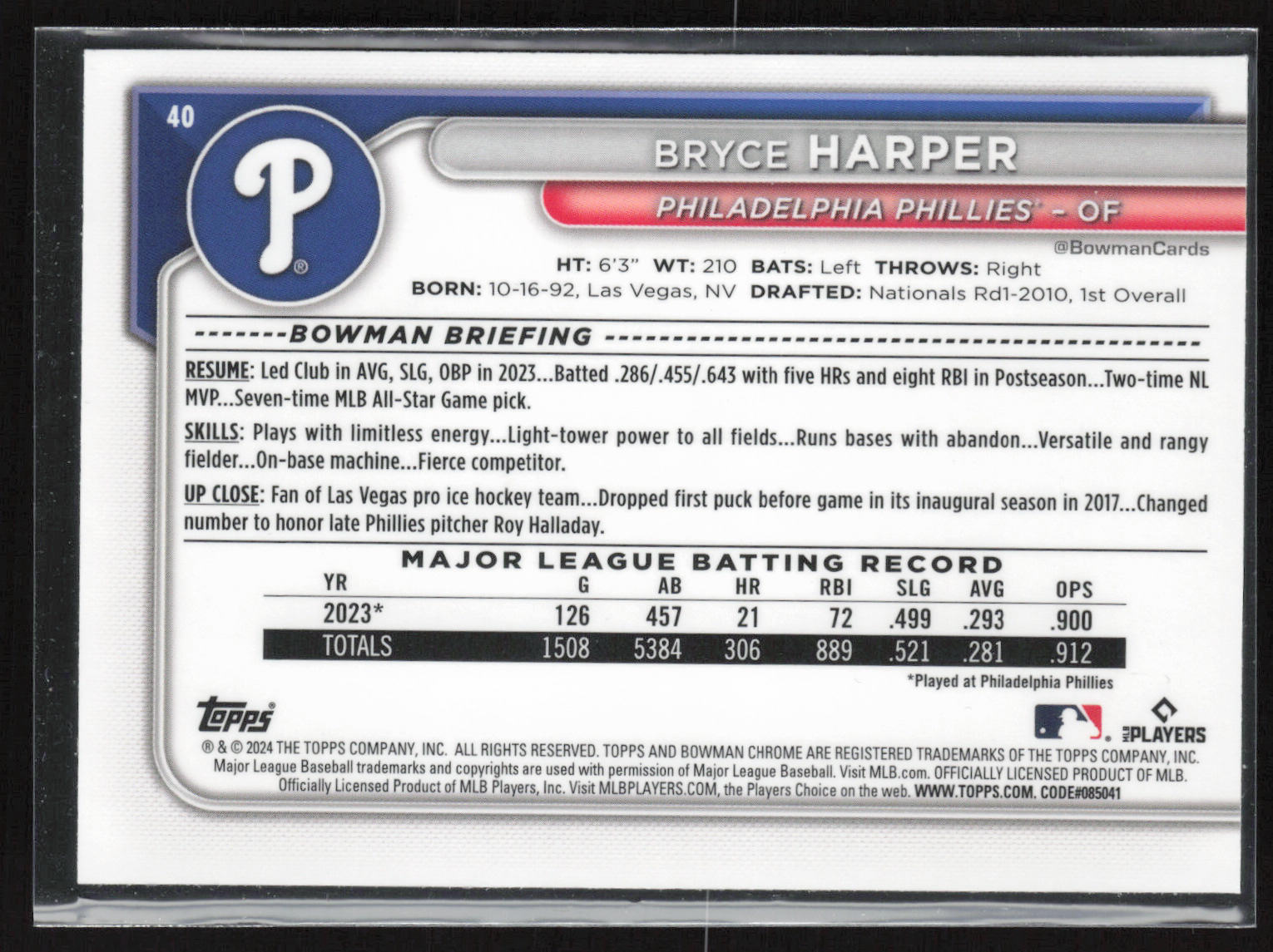 2024 Bowman Chrome #40 Bryce Harper