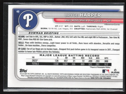 2024 Bowman Chrome #40 Bryce Harper