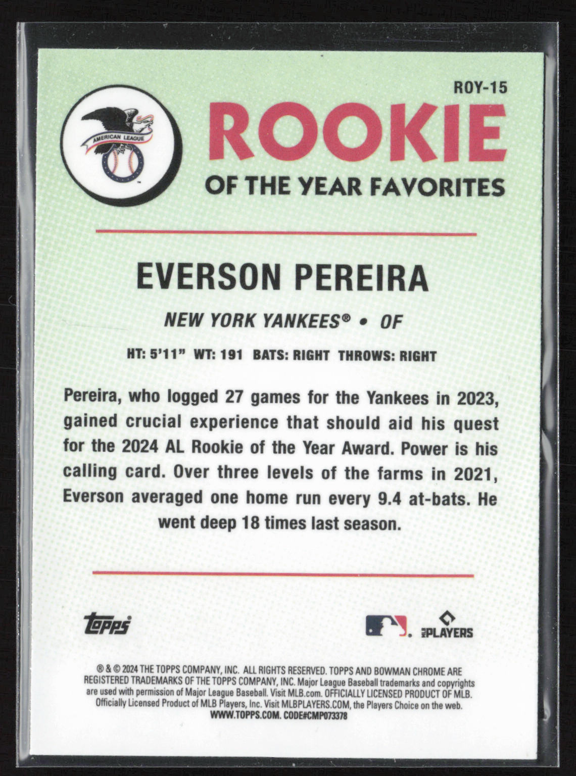2024 Bowman Chrome #ROY-15 Everson Pereira Rookie of the Year Favorites