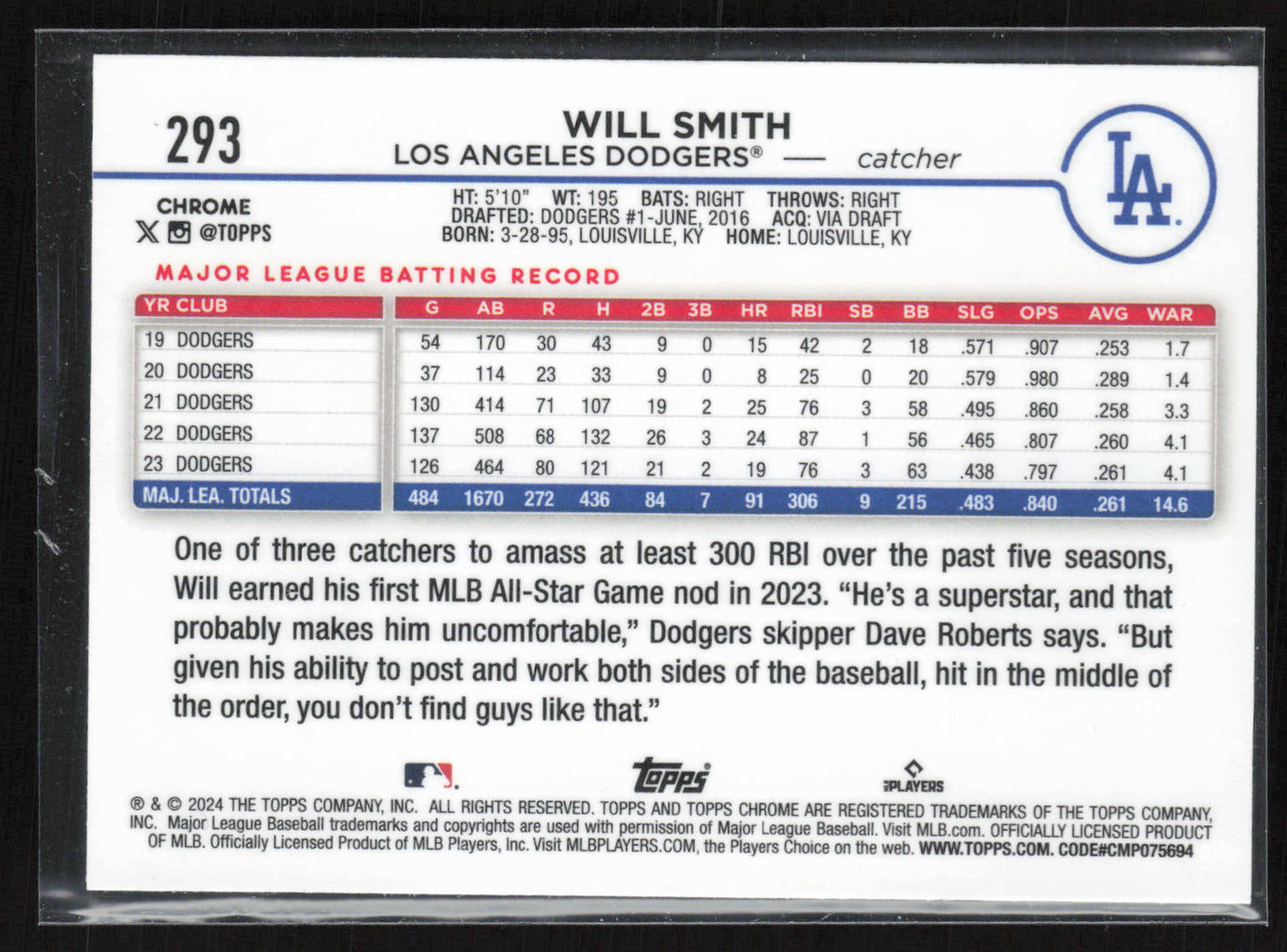 2024 Topps Chrome #293 Will Smith Raywave Refractors