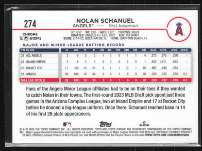 2024 Topps Chrome #274 Nolan Schanuel Raywave Refractor