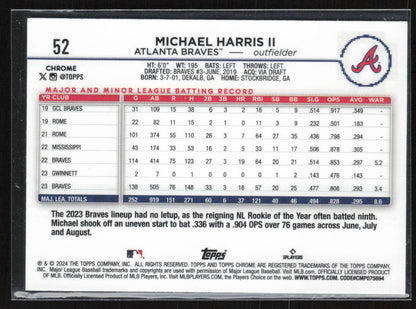 2024 Topps Chrome #52 Michael Harris II Raywave Refractors