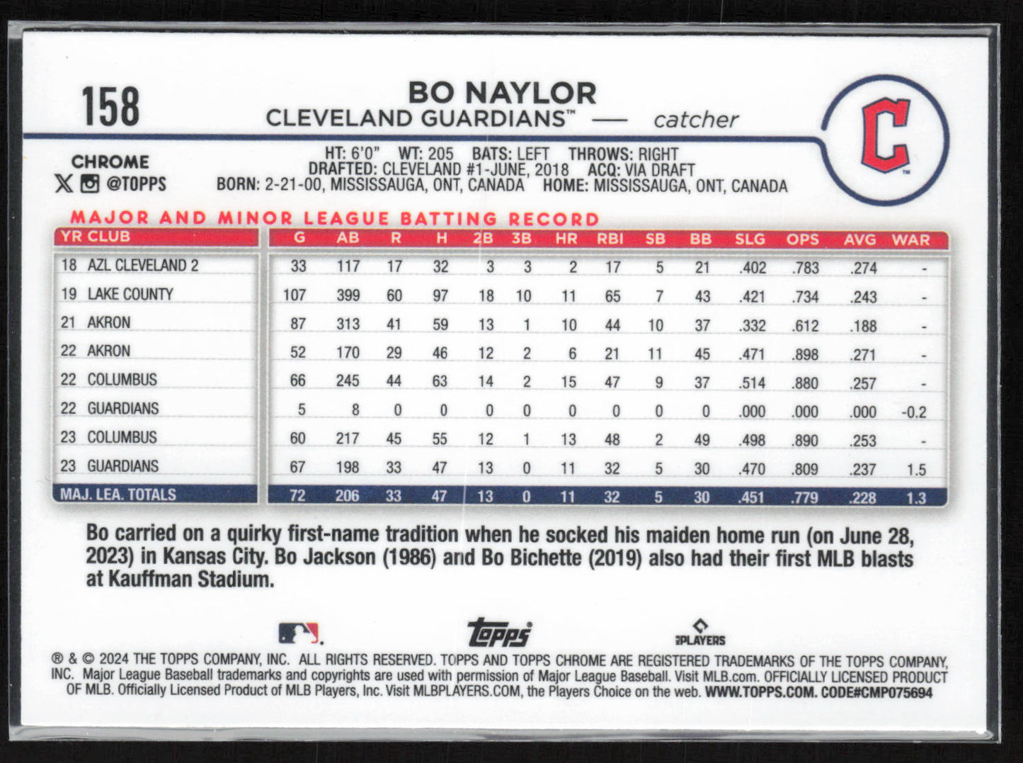 2024 Topps Chrome #158 Bo Naylor Raywave Refractors