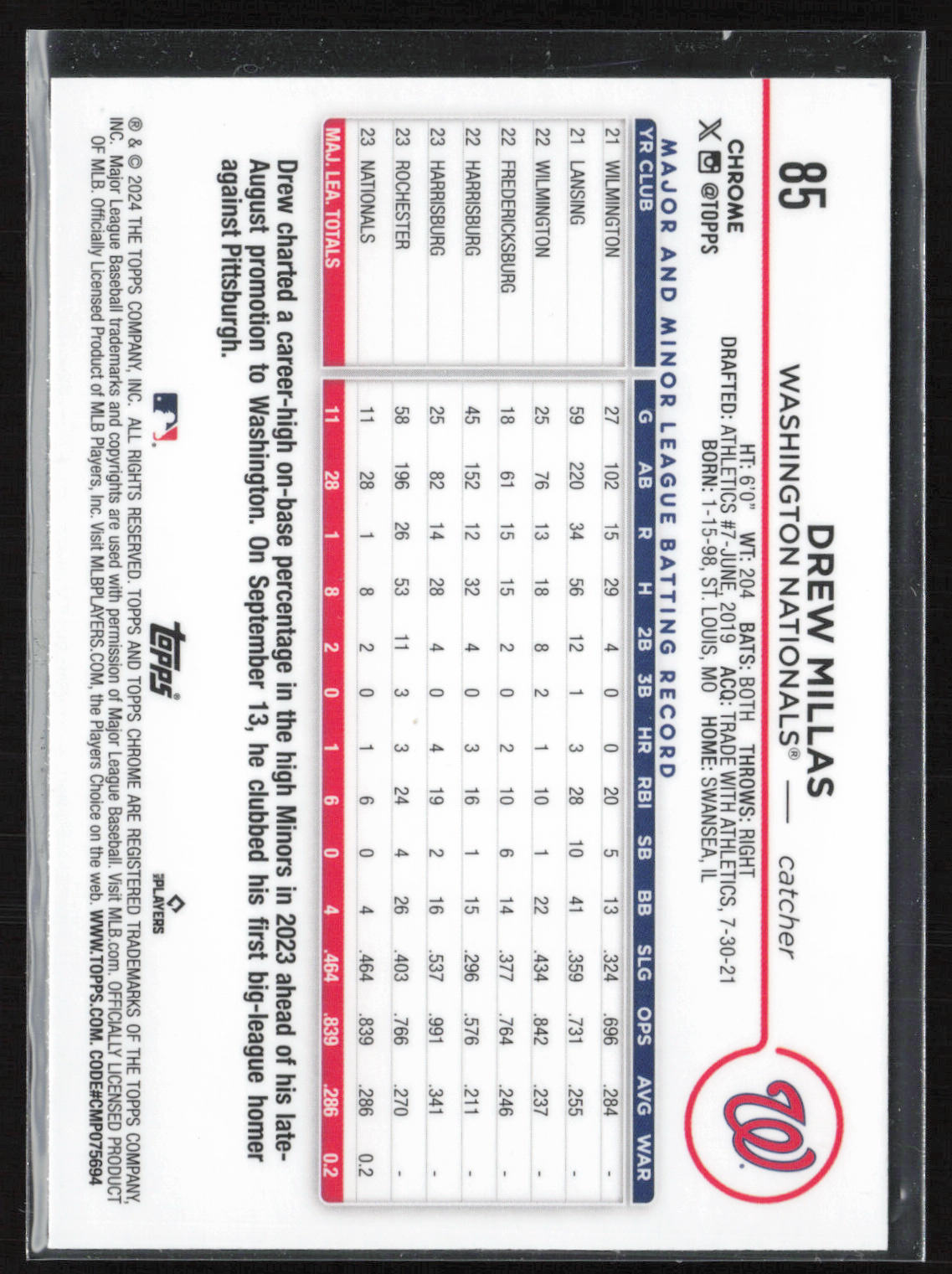 2024 Topps Chrome #85 Drew Millas X-Fractors