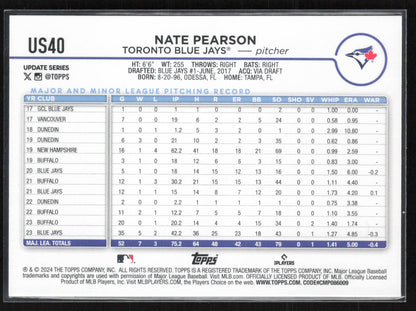 2024 Topps Update #US40 Nate Pearson Rainbow Foil