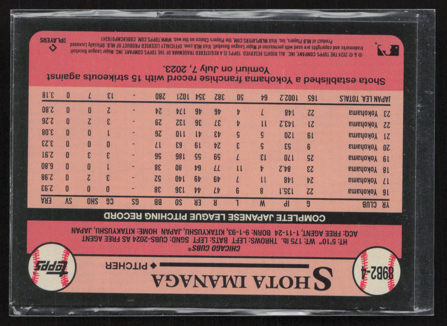 2024 Topps #89B2-4 Shota Imanaga Topps 35th anniversary