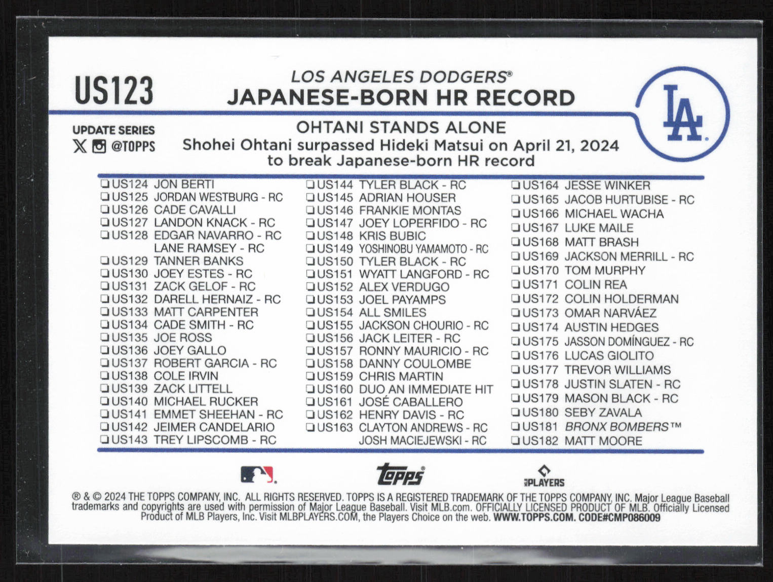 2024 Topps Update #US123 Shohei Ohtani