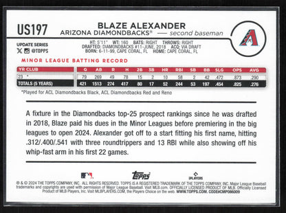 2024 Topps Update #US197 Blaze Alexander Blue