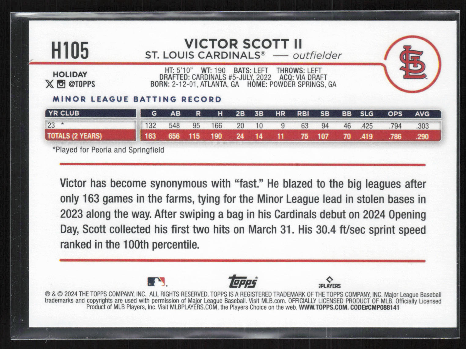 2024 Topps Holiday #H105 Victor Scott II Holiday Tree