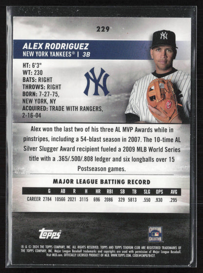 2024 Stadium Club #229 Alex Rodriguez Sepia