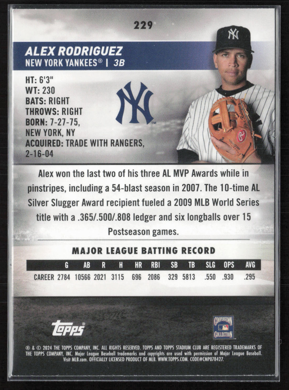 2024 Stadium Club #229 Alex Rodriguez