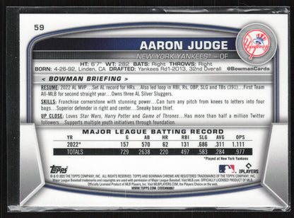 2023 Bowman #59 Aaron Judge Mojo Refractors