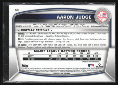 2023 Bowman #59 Aaron Judge Mojo Refractors