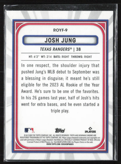 2023 Bowman #ROYF-9 Josh Jung Rookie of the Year Favorites Mojo Refractors