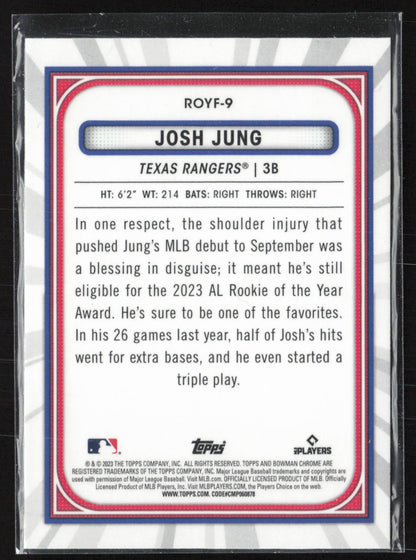 2023 Bowman #ROYF-9 Josh Jung Rookie of the Year Favorites Mojo Refractors