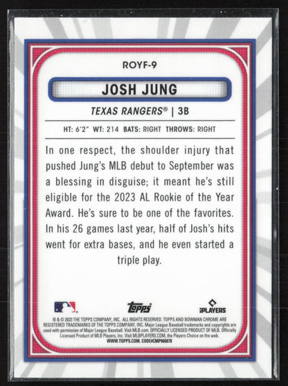 2023 Bowman #ROYF-9 Josh Jung Rookie of the Year Favorites Mojo Refractors