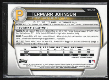 2023 Bowman #BCP-88 Termarr Johnson Chrome Prospects Mojo Refractors