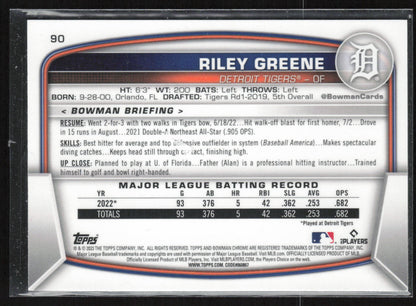2023 Bowman #90 Riley Greene Mojo Refractors