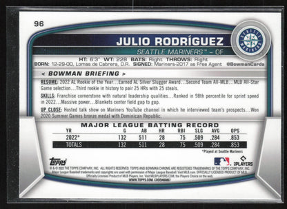 2023 Bowman #96 Julio Rodriguez Mojo Refractors