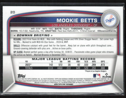 2023 Bowman #20 Mookie Betts Mojo Refractors