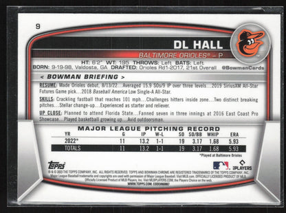 2023 Bowman #9 DL Hall Mojo Refractors