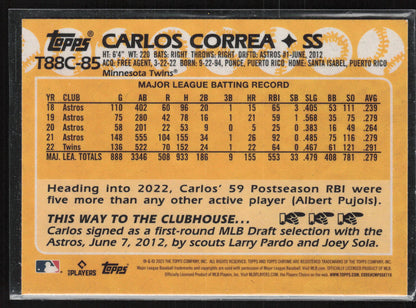 2023 Topps #T88C-85 Carlos Correa 1988 Topps Baseball 35th Anniversary Chrome