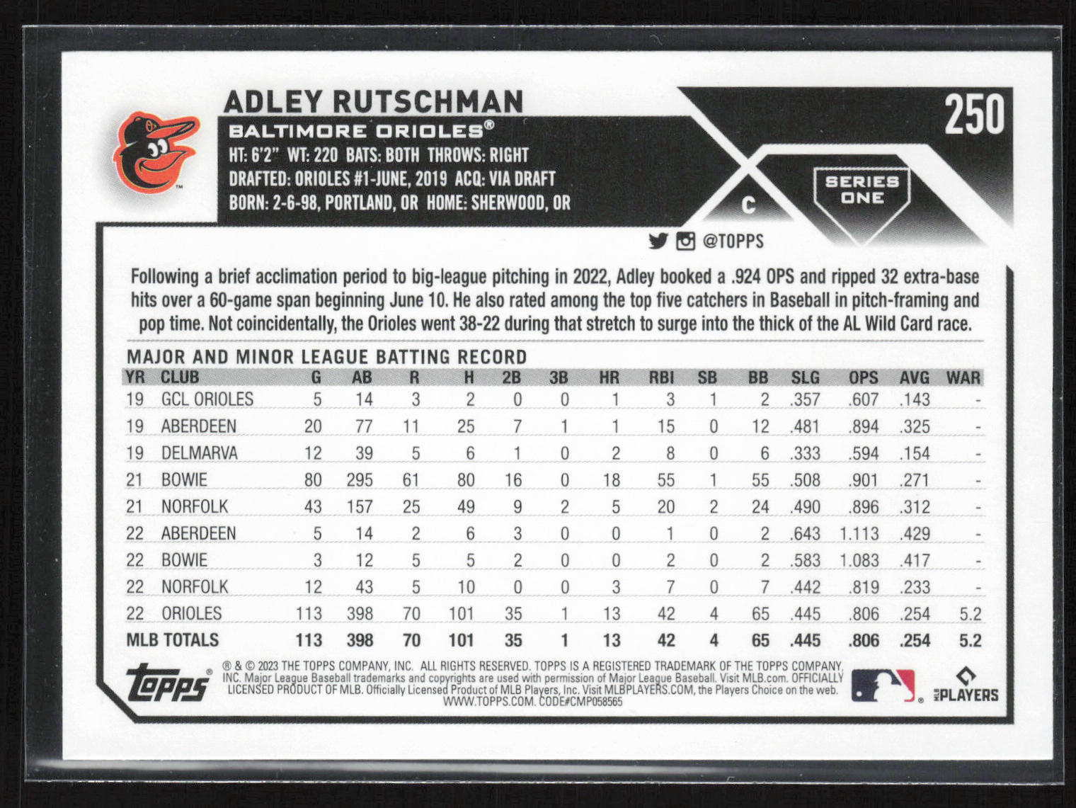2023 Topps #250 Adley Rutschman