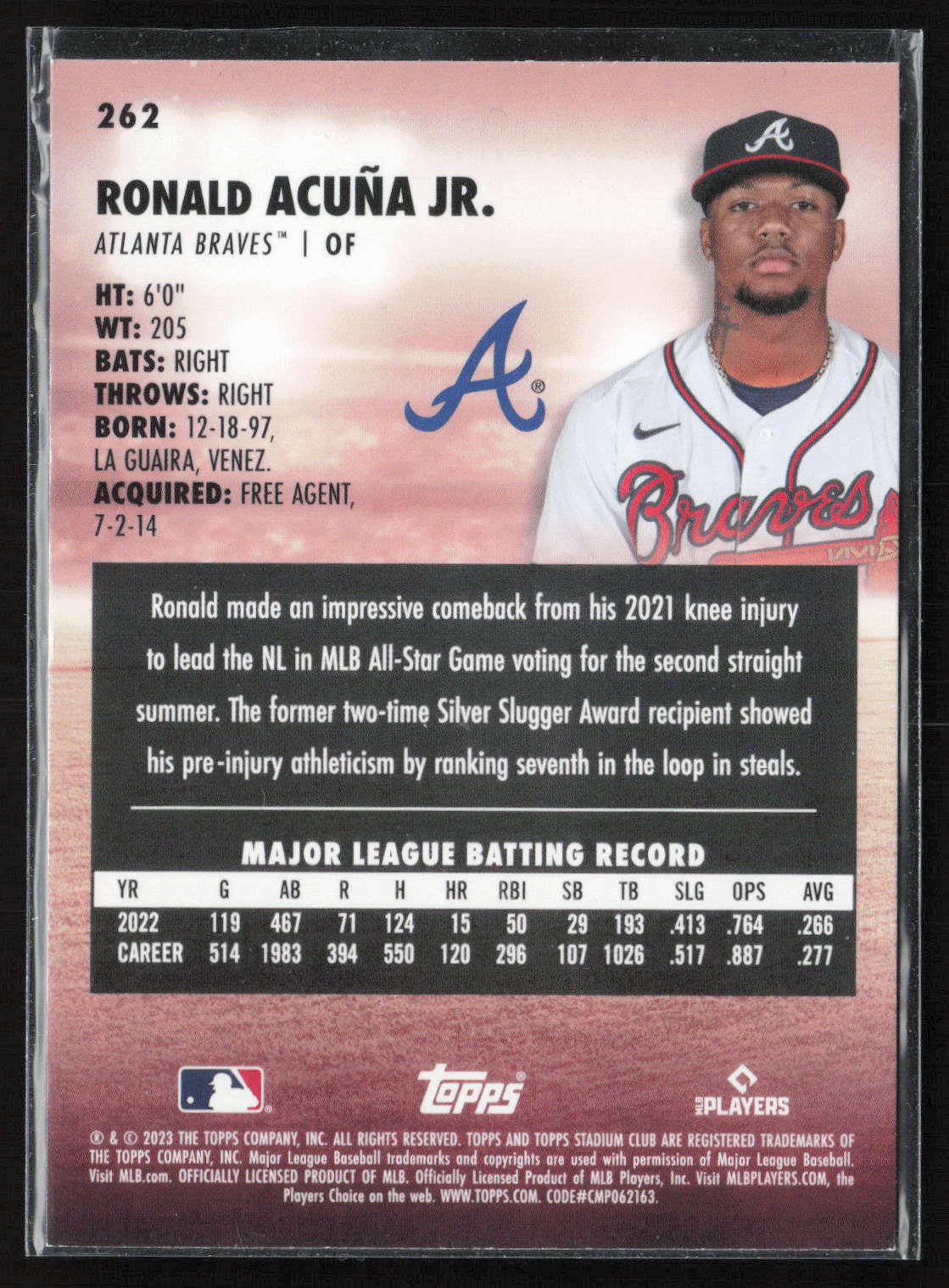 2023 Stadium Club #262 Ronald Acuña Jr. Red Foil