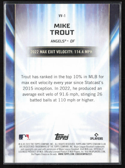 2023 Stadium Club #VV-1 Mike Trout Virtuosos of Velocity