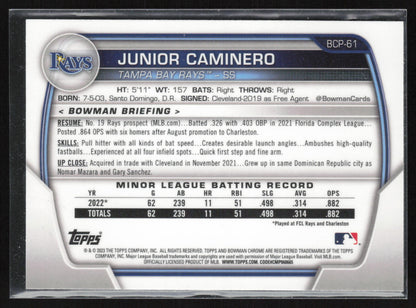 2023 Bowman #BCP-61 Junior Caminero Chrome Prospects