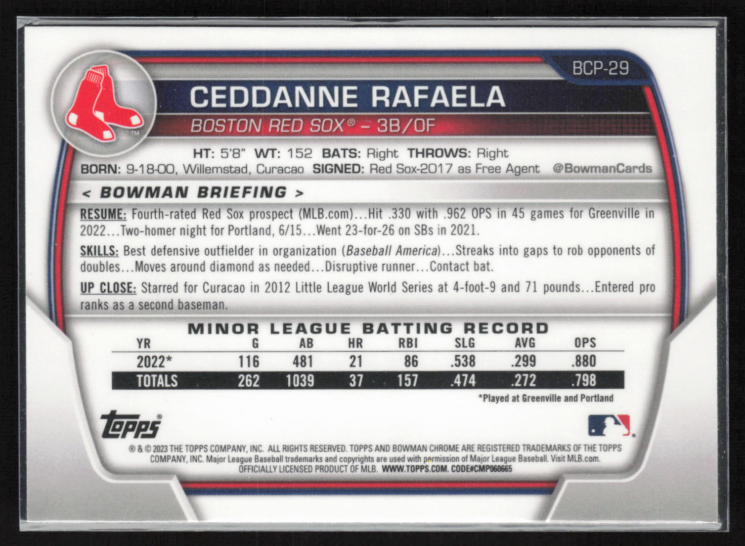 2023 Bowman #BCP-29 Ceddanne Rafaela Chrome Prospects