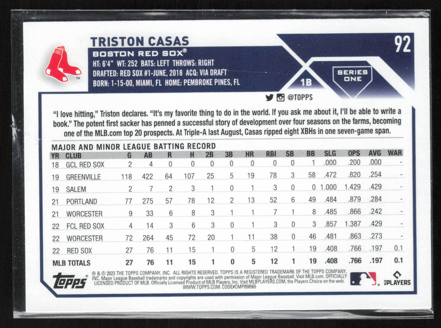 2023 Topps #92 Triston Casas