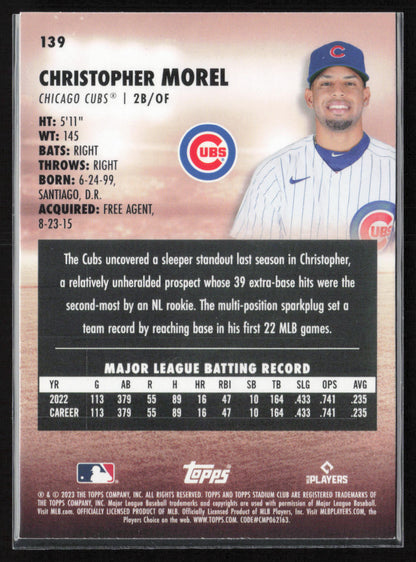 2023 Stadium Club #139 Christopher Morel Black Foil
