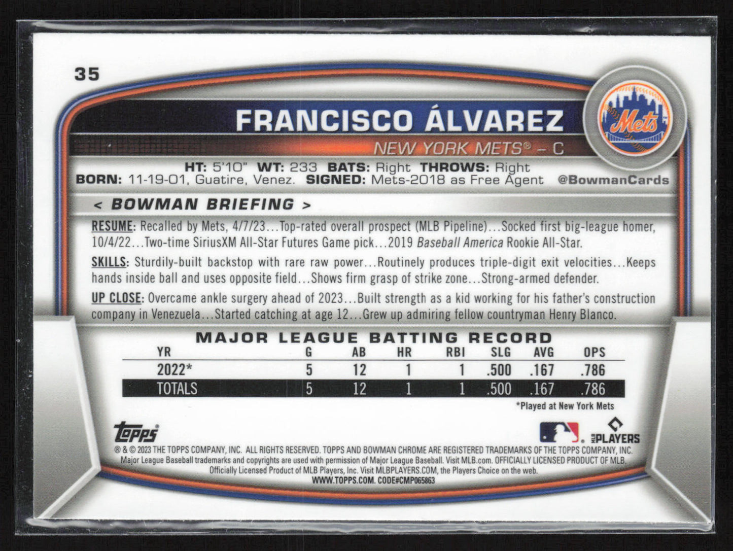 2023 Bowman Chrome #35 Francisco Álvarez