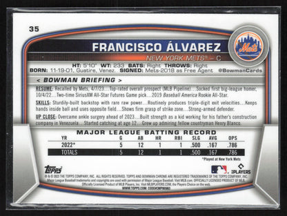 2023 Bowman Chrome #35 Francisco Álvarez