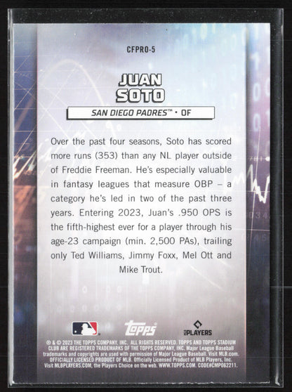 2023 Stadium Club #CFPRO-5 Juan Soto Chief Fantasy Professionals