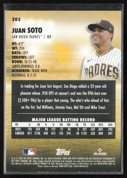 2023 Stadium Club #205 Juan Soto Red Foil