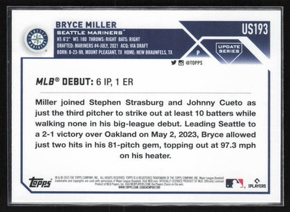 2023 Topps Update #US193 Bryce Miller