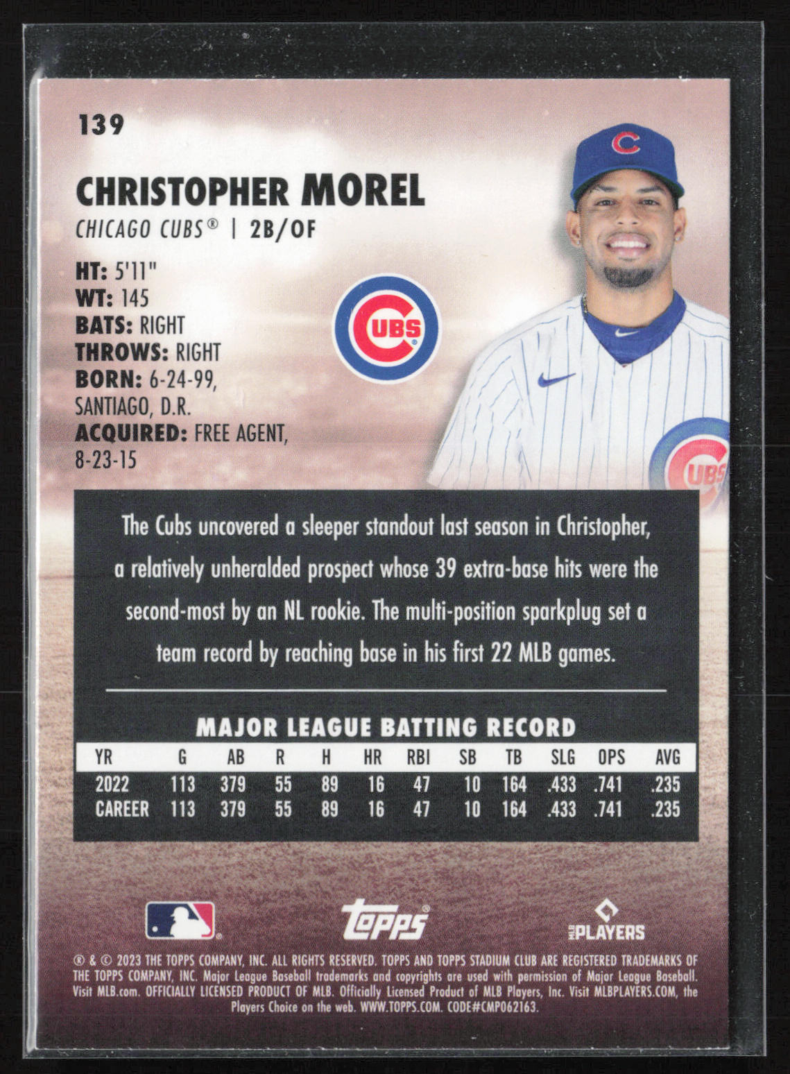 2023 Stadium Club #139b Christopher Morel
