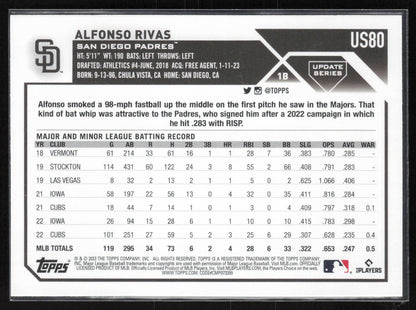 2023 Topps Update #US80 Alfonso Rivas Orange and Black Foil