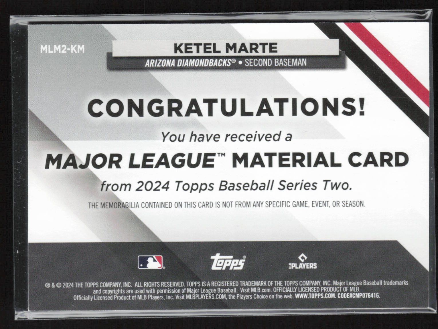 2024 Topps #MLM2-KM Ketel Marte Major League Material Relics (Series Two)